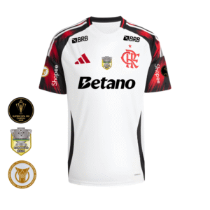 Camisa Flamengo Branca | Jogo 2 2025 | Brasileirão Com Patrocínios