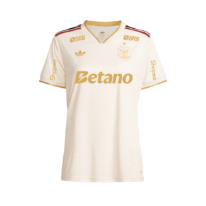 Camisa Flamengo Dourada| Jogo 3 2025 | Com Patrocínios | Feminina