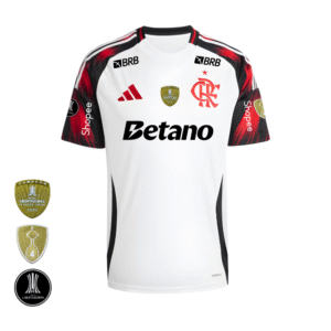 Camisa Flamengo Branca | Jogo 2 2026 | Libertadores Com Patrocínios