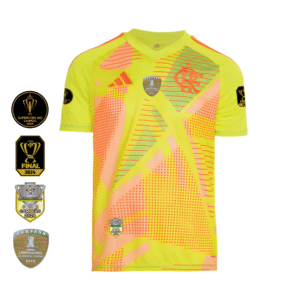 Camisa Flamengo Amarela | Goleiro 1 2025 | Todos os Patchs de Campeão Sem Patrocínios