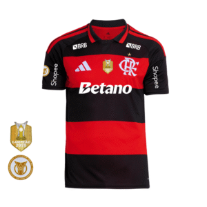 Camisa Vermelha e Preta | Manto Jogo 1 2026 | Brasileirão Com Patrocínios